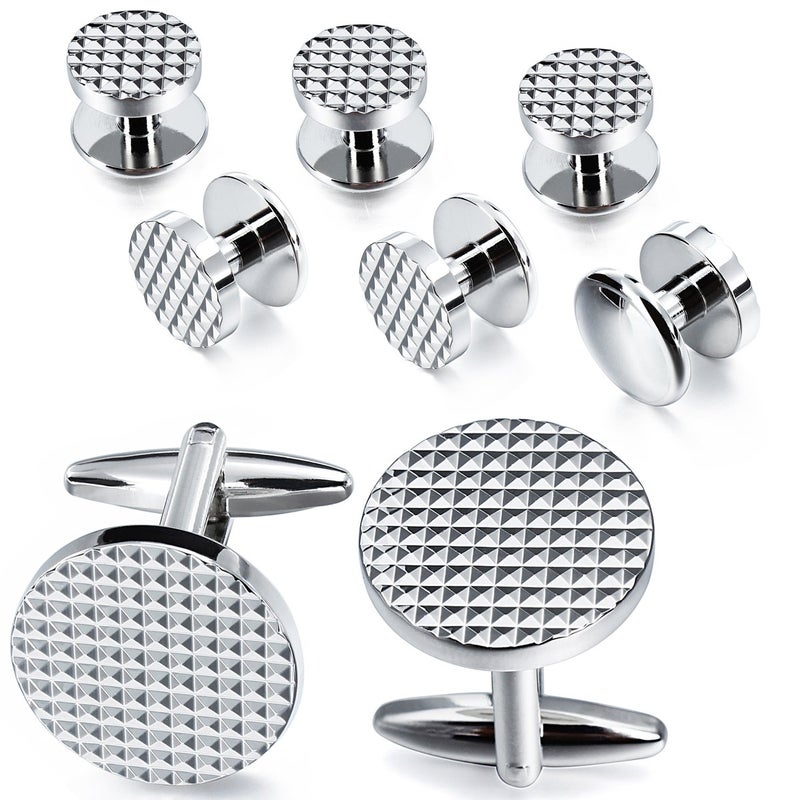 HAWSON Metal Cuff links mens and 6 Tux Studs Set,Tuxedo Shirt - Business Wedding Accessories - Image 1